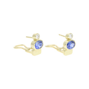 Tansanit Ohrringe Handarbeit mit Diamant Gold 585 Second...