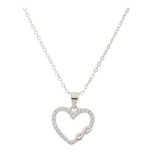 Herzanhänger mit Kette Unendlichkeitszeichen Silber...