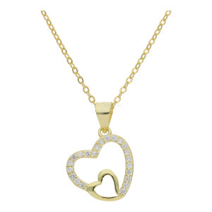 Herzanhänger mit Kette Silber 925 Gold plattiert...