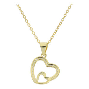 Herzanhänger mit Kette Silber 925 Gold plattiert...