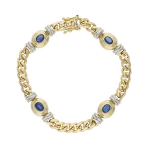 Armband Damen 585 Gold blaue Saphire massiv teil...