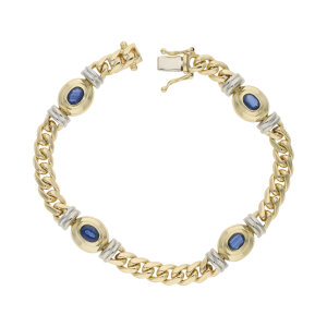 Armband Damen 585 Gold blaue Saphire massiv teil...