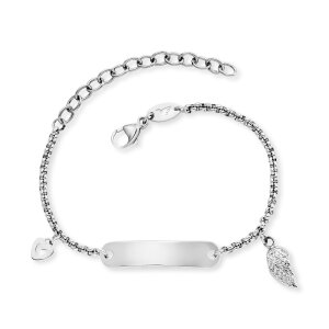 Herzengel Gravur Armband Edelstahl HEBS-ID-WING