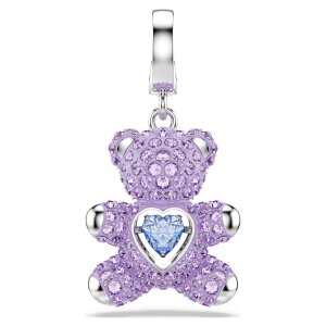 Swarovski Charm Idyllia 5745610 Teddy, Violett, Verschiedene Schliffe, Rhodiniert