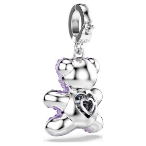 Swarovski Charm Idyllia 5745610 Teddy, Violett, Verschiedene Schliffe, Rhodiniert