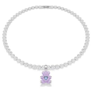Swarovski Charm Idyllia 5745610 Teddy, Violett, Verschiedene Schliffe, Rhodiniert