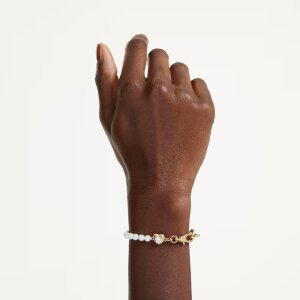 Swarovski Armband Idyllia 5737299 Kristallperle, Weiß, Gold plattiert