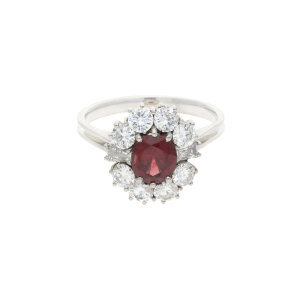 Weißgold Ring 750 Rubin Diamant Second Hand...