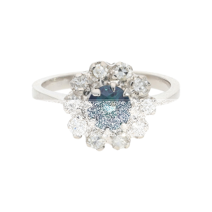 Damen Ring Weißgold 585 blau Saphir Diamant Second...