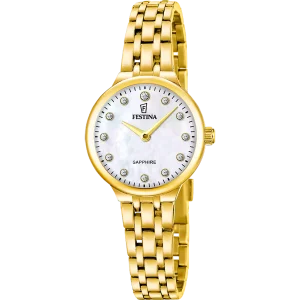 Festina Damen Uhr Mademoiselle, Perlmutt, Goldfarben...