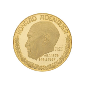 Goldmedaille ca. 17,49 Gramm Bundeskanzler Konrad...
