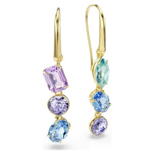 Swarovski Gema Drop-Ohrhänger Asymmetrisches Design, Verschiedene Schliffe, Mehrfarbig, 18k Goldplattiert 5747917