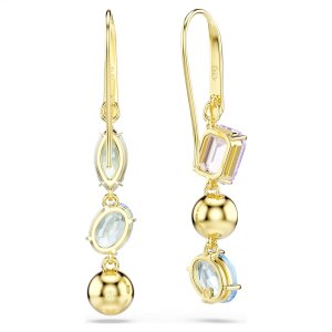 Swarovski Gema Drop-Ohrhänger Asymmetrisches Design, Verschiedene Schliffe, Mehrfarbig, 18k Goldplattiert 5747917