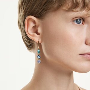 Swarovski Gema Drop-Ohrhänger Asymmetrisches Design, Verschiedene Schliffe, Mehrfarbig, 18k Goldplattiert 5747917