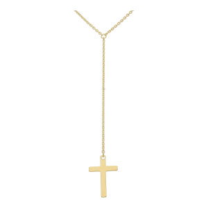 Y-Collier Kreuzanhänger Damen 925 Silber vergoldet...