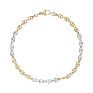Gold Armband Tricolor Rot,Weißgold und Gelbgold 333...