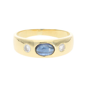 Saphir Ring 750 Gold Damen Brillanten ca. 0,10 ct Second...