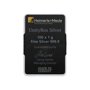 Silberbarren 100 x 1 Gramm Unity Box Heimerle+Meule...