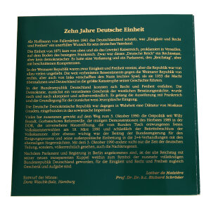 Silbermünzen Set "Zehn Jahre Deutsche Einheit" 5 Stück Gedenkmünzen 925 Silber 77,5 Gramm SM-2026-93
