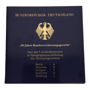 Silbermünzen Set "50 Jahre Bundesverfassungsgericht" 5 Stück Gedenkmünzen 925 Silber 77,5 Gramm SM-2026-96