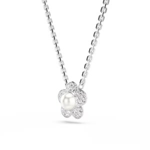 Ariana Grande x Swarovski Anhänger mit Kette 5755817 Rundschliff, Blume, Weiß, Rhodiniert