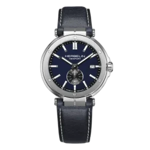 Herbelin Herrenuhr Newport 18389A45 Edelstahl, Leder, Blau
