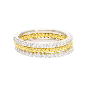 3-er Damenring 925 Silber JL16-07-0874 gold plattiert...