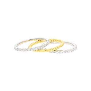 3-er Damenring 925 Silber JL16-07-0874 gold plattiert rhodiniert Zirkonia