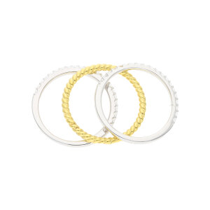 3-er Damenring 925 Silber JL16-07-0874 gold plattiert rhodiniert Zirkonia