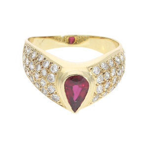Diamant Ring Gold 585 Brill. 0,84 ct Rosa Turmalin Second...