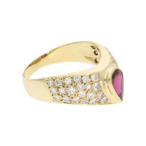 Diamant Ring Gold 585 Brill. 0,84 ct Rosa Turmalin Second...