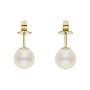 Perlen Ohrstecker 585 Gold Damen Akoyazuchtperle...