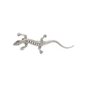 Eidechse Brosche 925 Silber Markasit getragen 25326304...
