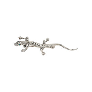 Eidechse Brosche 925 Silber Markasit getragen 25326304...
