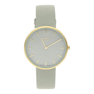 Boccia Uhr Damen 3387-04 Titan, Gold plattiert, Leder,...