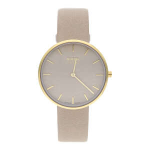 Boccia Uhr Damen 3387-01 Titan, Gold plattiert, Leder, Braun
