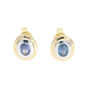 Damen Ohrstecker Saphir in Gold 585 Second Hand 253263...