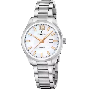 Festina Damenuhr, Perlmutt Zifferblatt, beige, Quarz,...