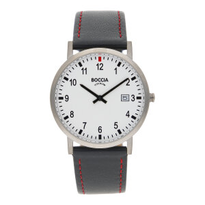 Boccia Unisex Uhr Titan, Leder 3679-01 Schwarz, Weiß