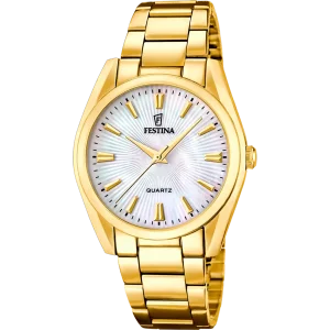 Festina Damenuhr Goldfarben, Perlmutt Zifferblatt, Quarz,...