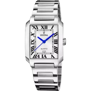 Festina Damen Armbanduhr, Silberfarben, Blau, Edelstahl,...