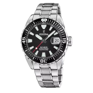 Festina Herren Uhr The Originals, Schwarzes Ziffernblatt,...
