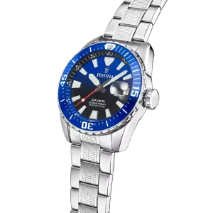 Festina Herren Taucheruhr, Blaues Ziffernblatt, Edelstahl...