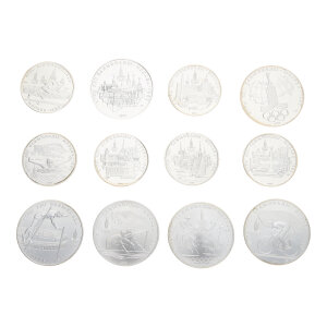 Silbermünzen Set 699 Gramm Olympiade Moskau 1980...