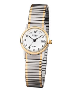 Regent Damenuhr F-889 Edelstahl, Gold plattiert, Bicolor,...