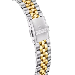 Festina Damenuhr Swiss Made Classic Steel F20088/1 Edelstahl, Gold plattiert, Bicolor, Perlmutt