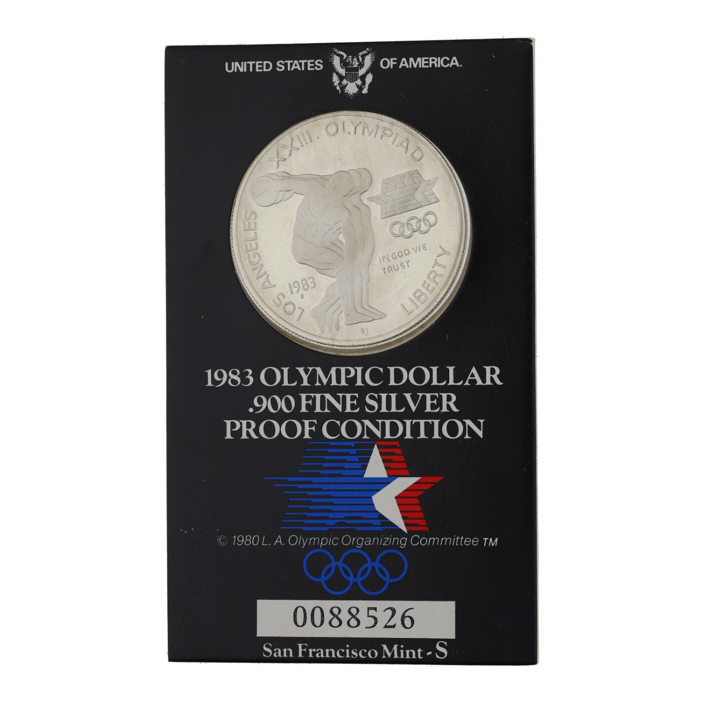 コレクション Olympic Dollar .900 Fine Silver Proof Silbermünze Olympic Dollar 900 Fine Silver Proof Condition
