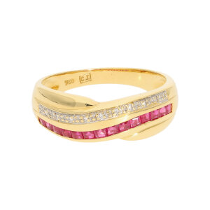 Damenring Gold 750 Rubin Diamanten Second Hand 25326340...