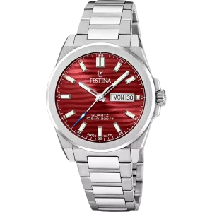 Festina Herrenuhr Swiss made F20073/6 Edelstahl, Rot