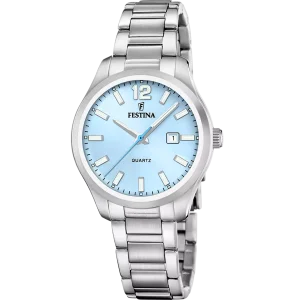 Festina Damenuhr Klassik F20737/3 Edelstahl, Hellblau